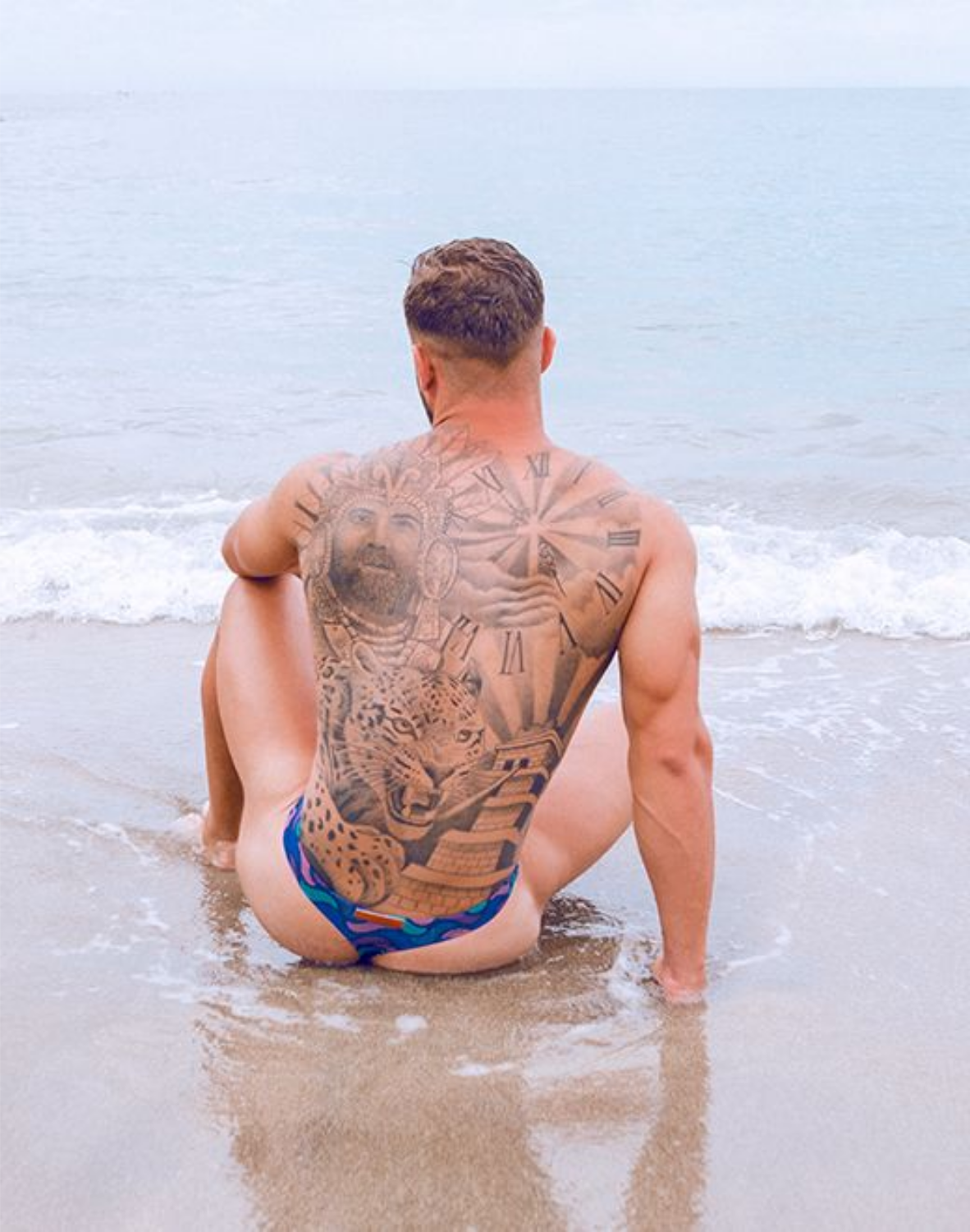 V80 Printed Swim Thong - Ocean Blue-thumbmail-7