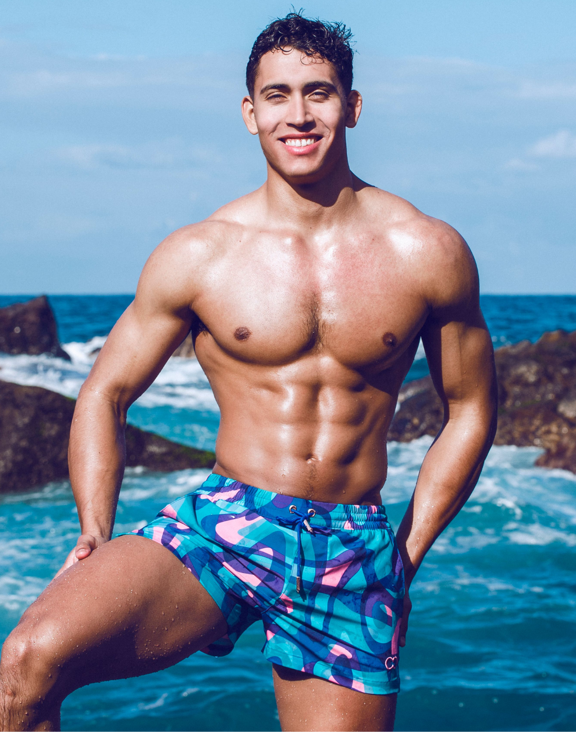 Printed Bronte Shorts - Kai Blue-thumbmail-7