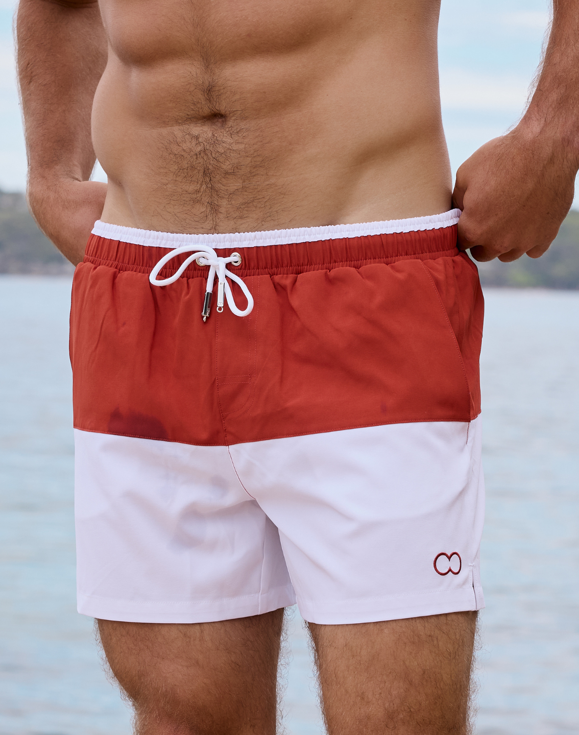 Colour-Blocked Byron Shorts - Calypso White/Terracotta-thumbmail-6