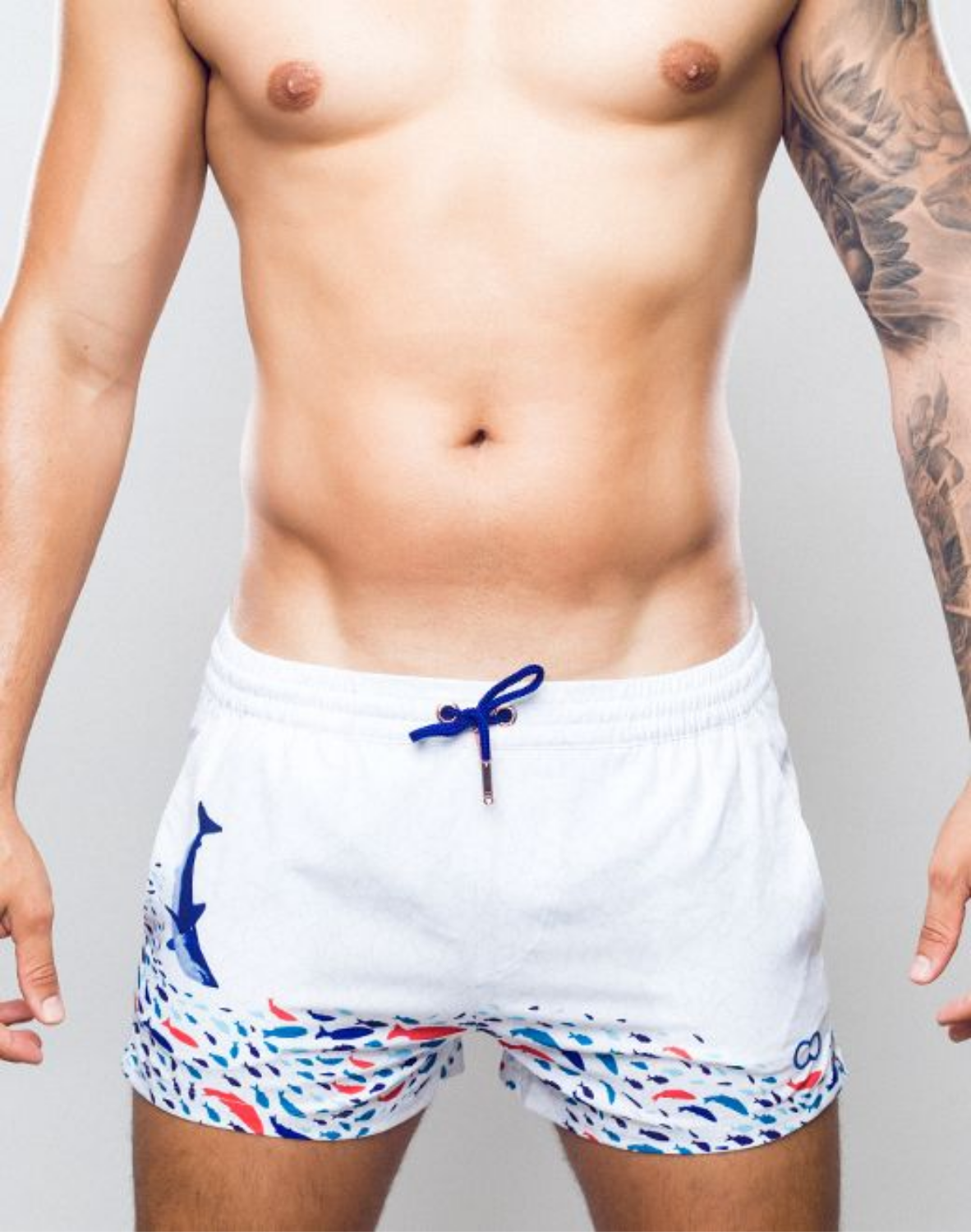 Printed Bronte Shorts - Seascape White-thumbmail-4