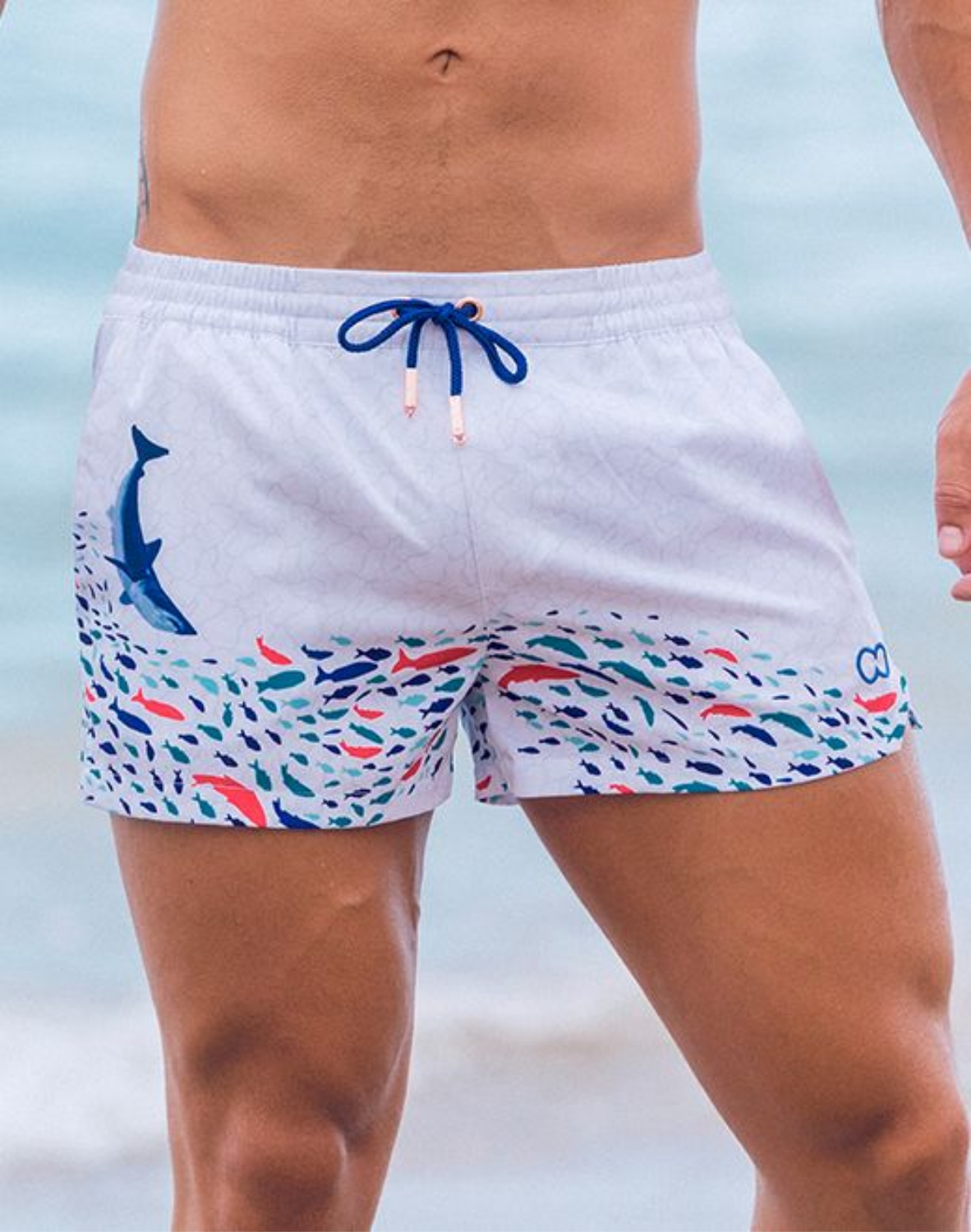 Printed Bronte Shorts - Seascape White-thumbmail-7
