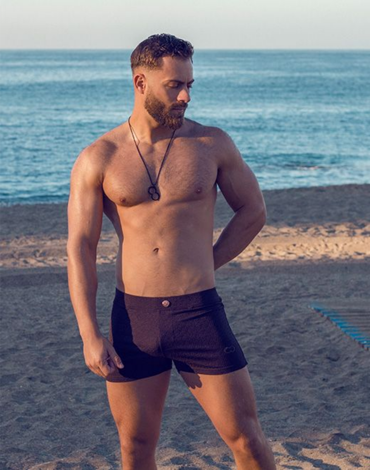 V60 Textured Swim Trunk- Signet Carbon Black-thumbmail-3