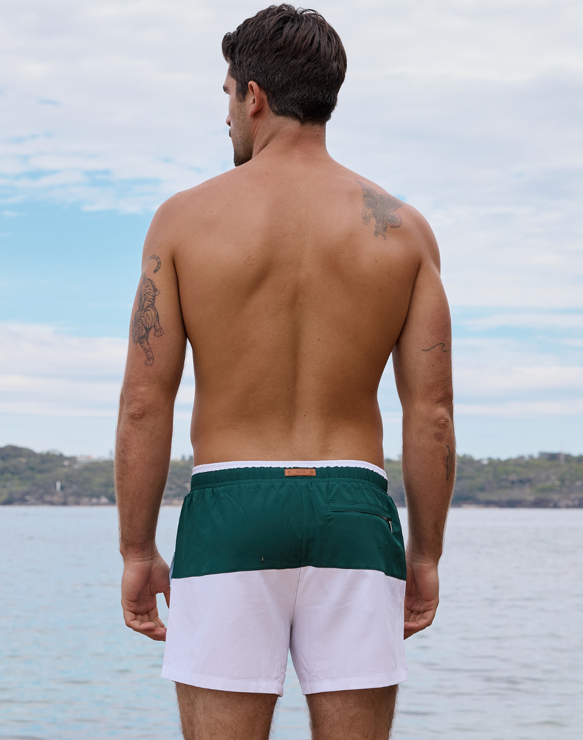 Colour-Blocked Byron Shorts - Calypso White/Green-thumbmail-5