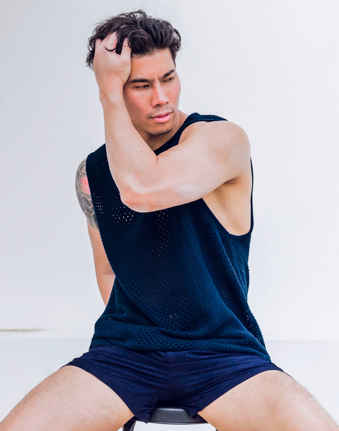 Amalfi Singlet - Navy Blue-thumbmail-7