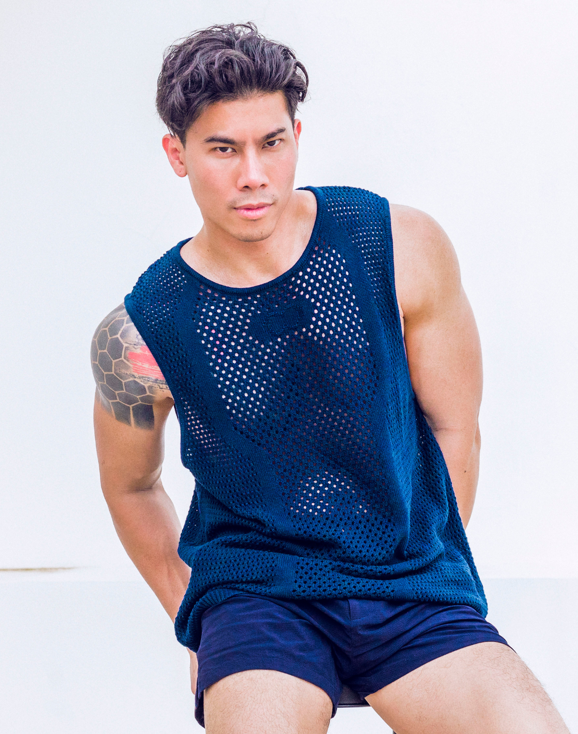 Amalfi Singlet - Navy Blue-thumbmail-8