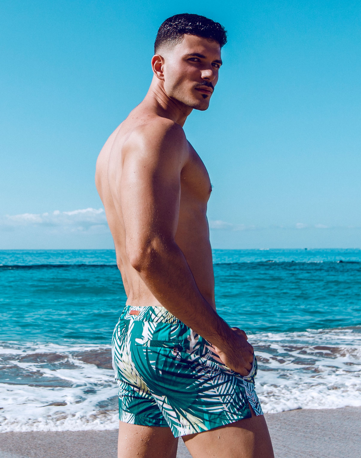Short de bain imprimé S50 - Feuille Vert-thumbmail-6