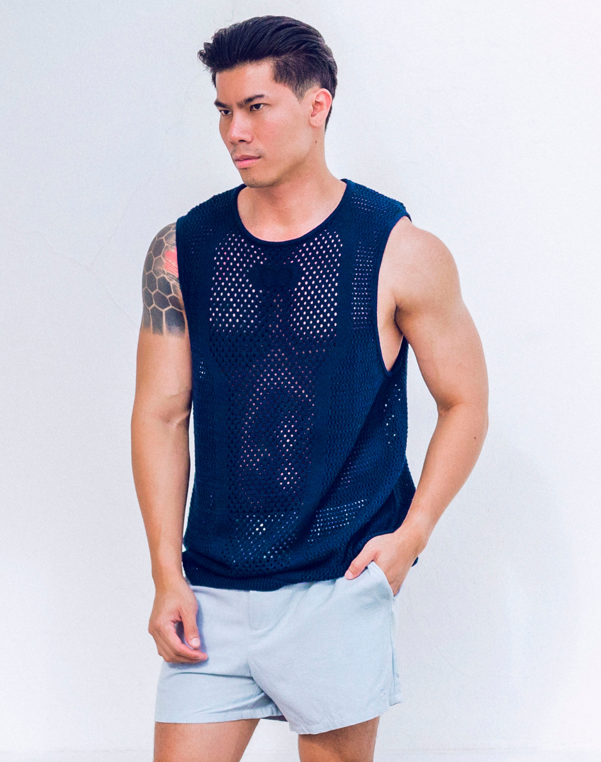 Amalfi Singlet - Navy Blue-thumbmail-6