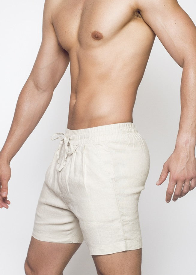 Breezy 6” Classic Linen Shorts - Beige-thumbmail-5