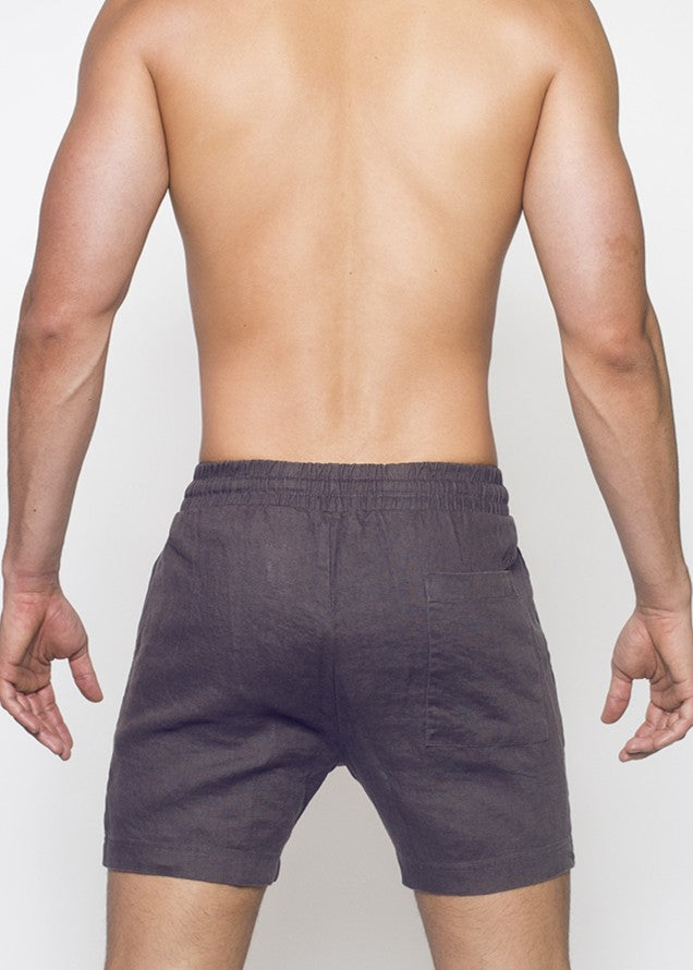 Breezy 6” Classic Linen Shorts - Dark Gray-thumbmail-5