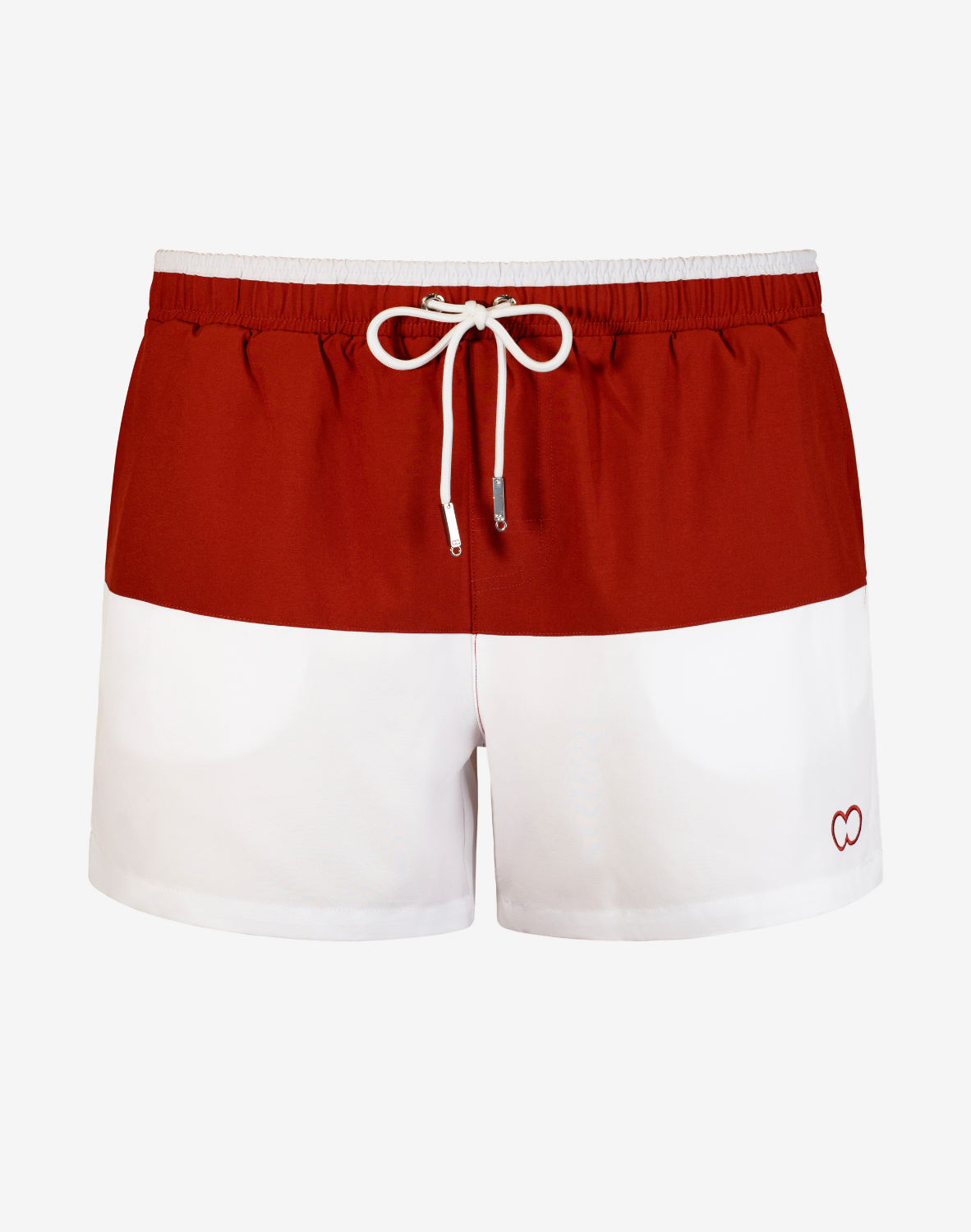 Colour-Blocked Byron Shorts - Calypso White/Terracotta