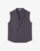 Breezy Linen Single Button Wrap Vest - Dark Gray