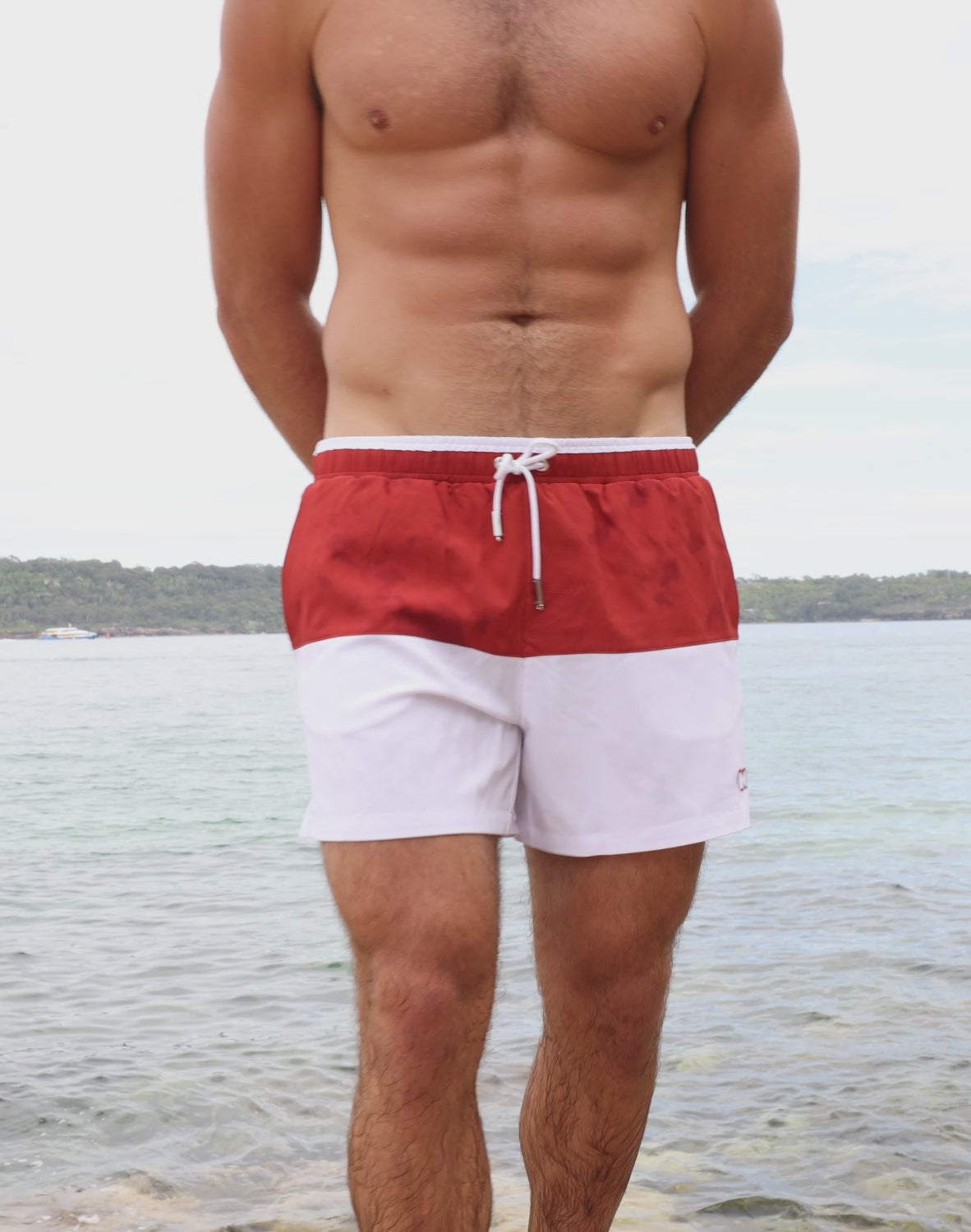 Colour-Blocked Byron Shorts - Calypso White/Terracotta-thumbmail-2