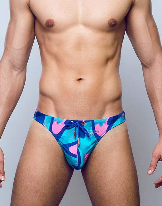 V80 Print Swim Thong - Kai Blue
